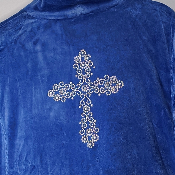 Cotton Velvet Quacker Factory Women's Full Zip Sweatshirt rhinestone, Size 1X, - Picture 3 of 16